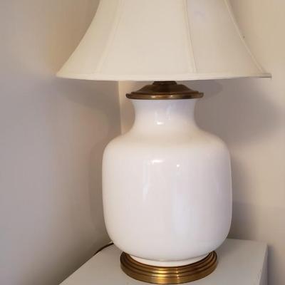 Large white ceramic and brass Lamp 29