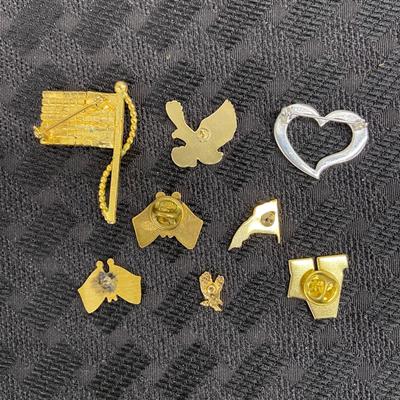 Various American flag pins