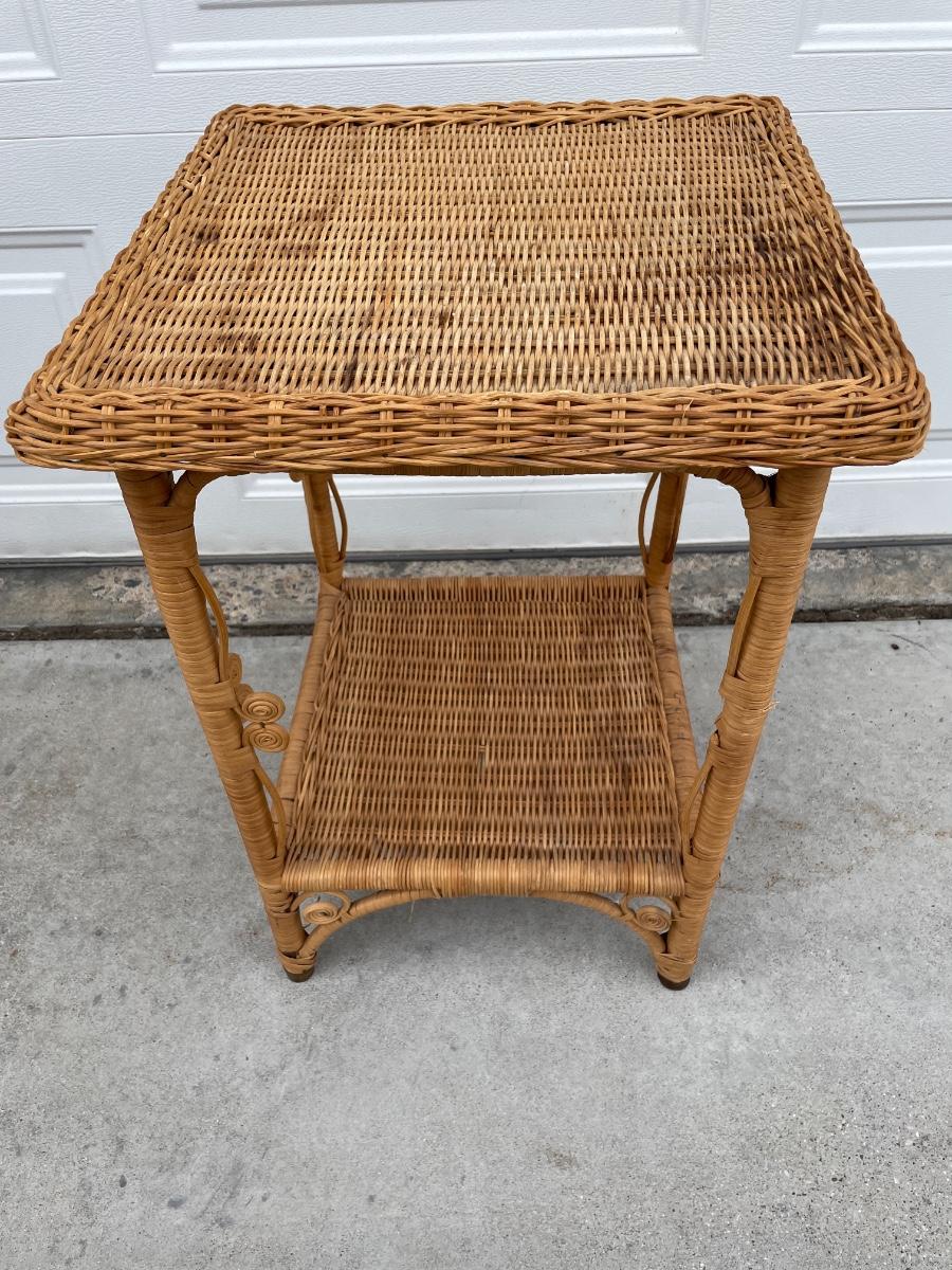 Wicker side table