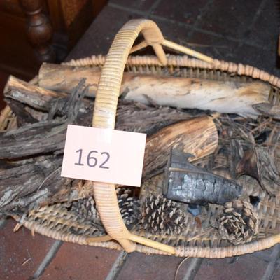 Antique basket with kindling