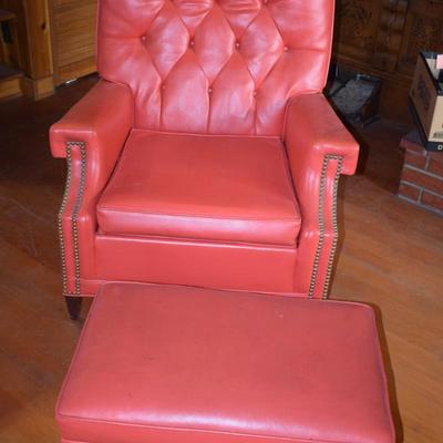 Red Leather Chair & ottoman
