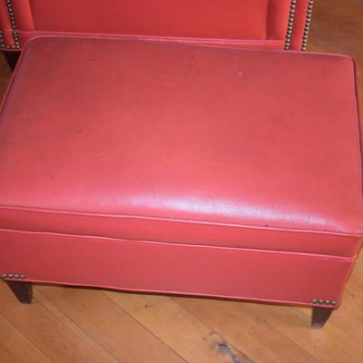 Red Leather Chair & ottoman