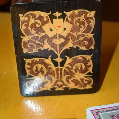 Decks of cards and vintage card boxes