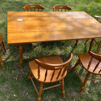 Vintage Farm House Table w/ 6 Chairs
