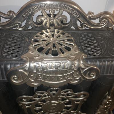ANTIQUE VICTORIAN F & L KAHN BROS GAS PARLOR STOVE | FANCY CAST IRON
