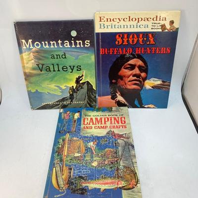 Vintage Children's Youth Books Geography Sioux Tribe Camping