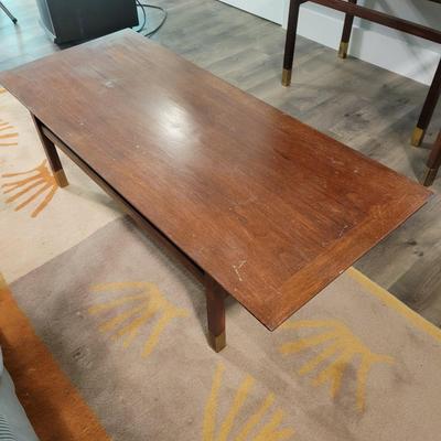 Wooden Coffee Table with Brass Feet (BLR-DW)