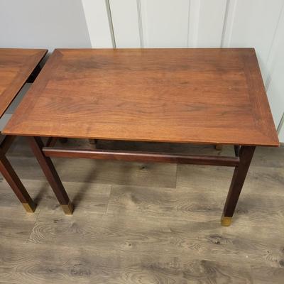 Pair of Wooden Side Tables with Brass Feet (BLR-DW)