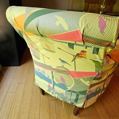 Two Sofa Express Arm Chairs w/ Bird Themed Slip Covers & More (GB1-JS)