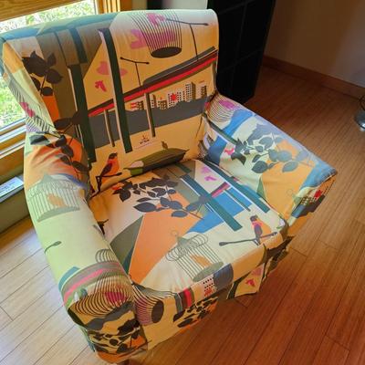Two Sofa Express Arm Chairs w/ Bird Themed Slip Covers & More (GB1-JS)