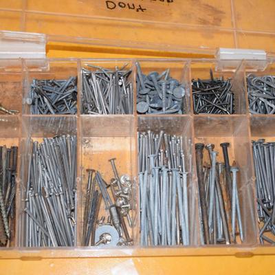 Box of nails and scrws.