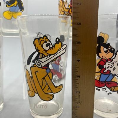 Set of 5 Walt Disney Mickey Minnie Mouse Pluto Goofy Drink Glasses Pepsi Collector Series