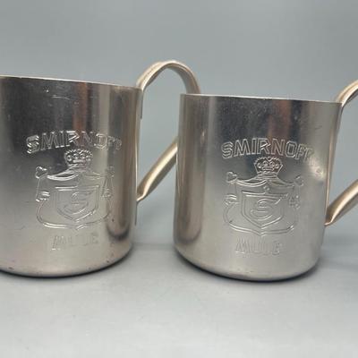 Pair of Vintage Smirnoff Mule Made in Hong Kong Liquor Serving Mugs