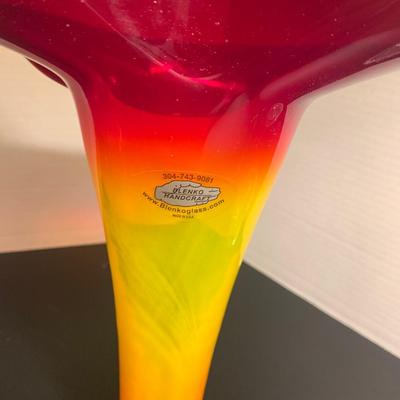 Blenko Multicolor Vase Water Pitcher Lot 2 Signed