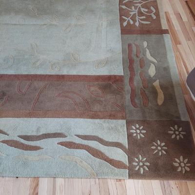 Green & Brown Indian Wool Area Rug (M-BB)