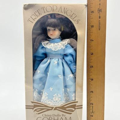 Vintage Tree Top Angels China Dolls by Gorham Blue Gown Angel in Box