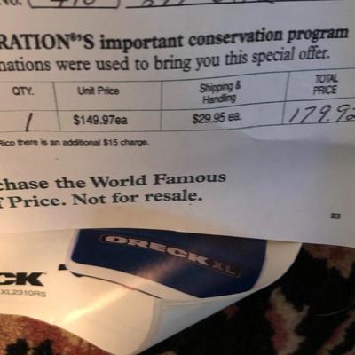 ORECK Classic XL Vacuum (Turned on) -Lot 239