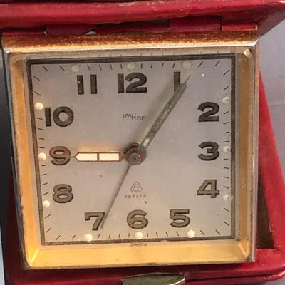 Vintage 15 Jewel Swiss Travel Clock & Diamond Quartz Watch -Lot 237