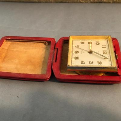 Vintage 15 Jewel Swiss Travel Clock & Diamond Quartz Watch -Lot 237