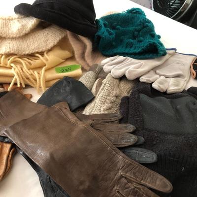 Hats, Scarf & Vintage Gloves -Lot 234