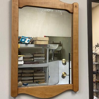 Vintage Wood Frame Wall Hanging Mirror