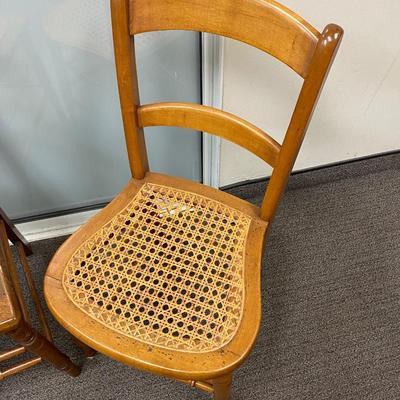 Pair of Mismatched Cane Seat Wood Chairs