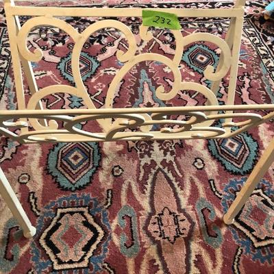 White Metal Glass Top Side Table / Magazine Holder -Lot 232