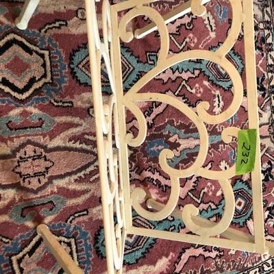 White Metal Glass Top Side Table / Magazine Holder -Lot 232