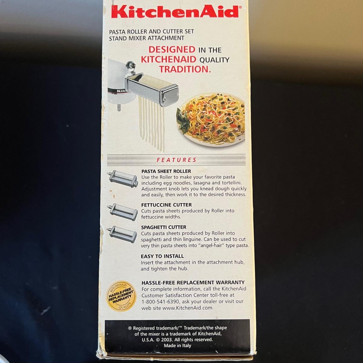 KitchenAid Used Pasta Roller & Fettuccine/Spaghetti Cutter Attachments 