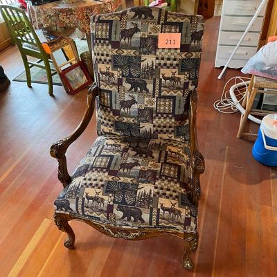 Tall back rustic arm chair