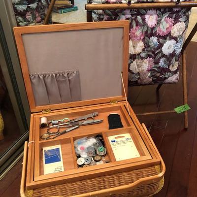 Two Sewing Crochet Baskets with Supplies -Lot 225