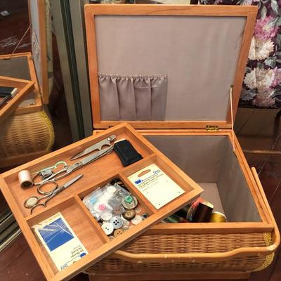 Two Sewing Crochet Baskets with Supplies -Lot 225