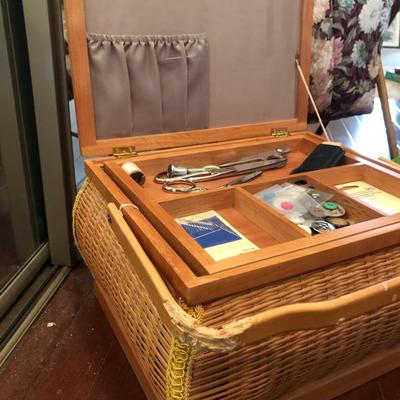 Two Sewing Crochet Baskets with Supplies -Lot 225