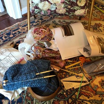 Two Sewing Crochet Baskets with Supplies -Lot 225