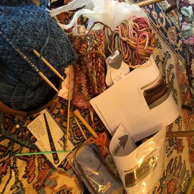 Two Sewing Crochet Baskets with Supplies -Lot 225