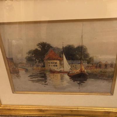 Holland Water Scene Sailboats Framed (Made in UK) -Lot 214a