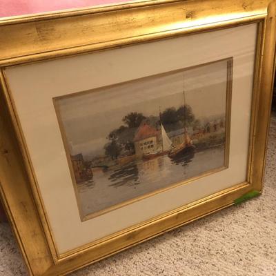 Holland Water Scene Sailboats Framed (Made in UK) -Lot 214a