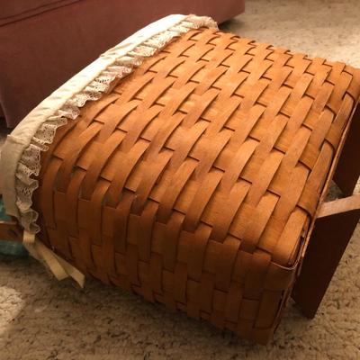 Longaberger Sewing Basket Signed with Lid and Supplies -Lot 214