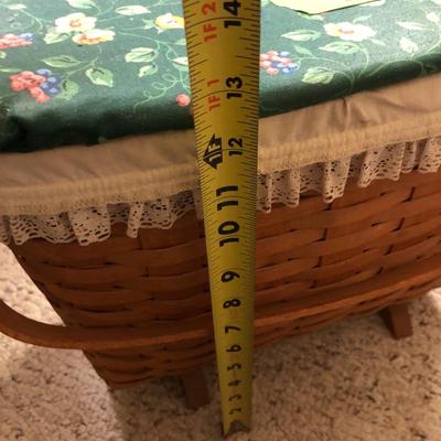 Longaberger Sewing Basket Signed with Lid and Supplies -Lot 214