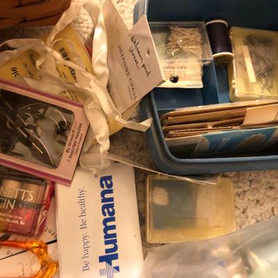 Longaberger Sewing Basket Signed with Lid and Supplies -Lot 214