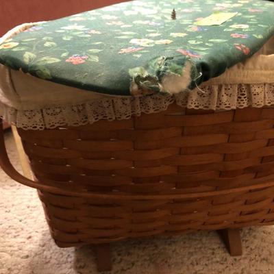 Longaberger Sewing Basket Signed with Lid and Supplies -Lot 214
