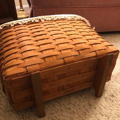 Longaberger Sewing Basket Signed with Lid and Supplies -Lot 214