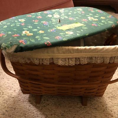 Longaberger Sewing Basket Signed with Lid and Supplies -Lot 214