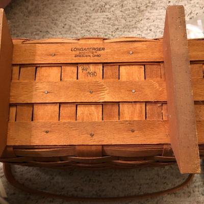 Longaberger Sewing Basket Signed with Lid and Supplies -Lot 214
