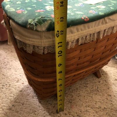 Longaberger Sewing Basket Signed with Lid and Supplies -Lot 214