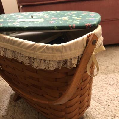 Longaberger Sewing Basket Signed with Lid and Supplies -Lot 214