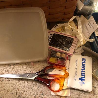 Longaberger Sewing Basket Signed with Lid and Supplies -Lot 214