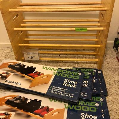 Solid Hardwood Stackable Shoe Racks (10 Total) -Lot 207