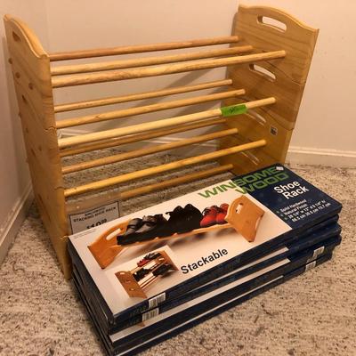 Solid Hardwood Stackable Shoe Racks (10 Total) -Lot 207