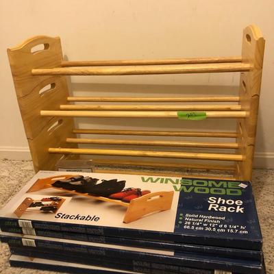Solid Hardwood Stackable Shoe Racks (10 Total) -Lot 207
